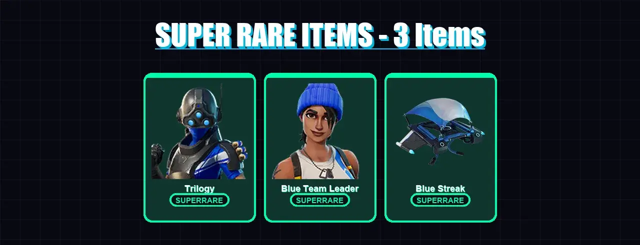 [PS4/PS5/XBOX/PC] | Trilogy | Blue Team Leader | 2 skin | 2 pickaxe | 4 emote | 6 glider | Lv55 — المعاينة الرئيسية