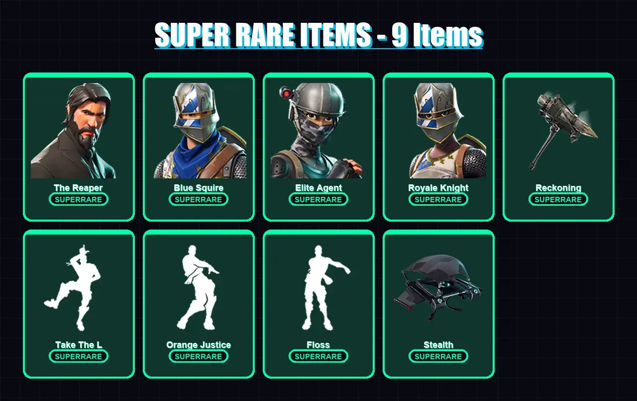 [PC/XBOX/PSN] | The Reaper | Blue Squire | Elite Agent | Royale Knight | Dark Voyager | 30 skin | 22 pickaxe | 25 emote | 24 glider | Lv365 — main preview