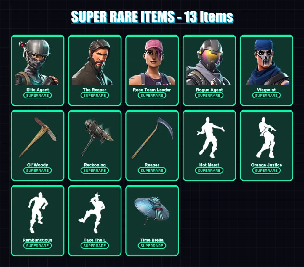 [PC/XBOX/PSN] | Elite Agent | The Reaper | Rose Team Leader | Rogue Agent | Warpaint | 51 skin | 50 pickaxe | 53 emote | 50 glider | Lv615 — main preview