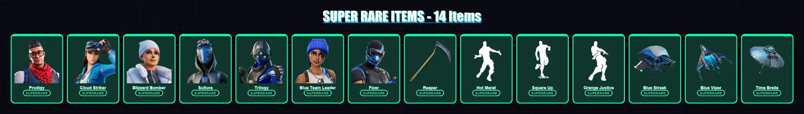[PS4/PS5/XBOX/PC] | Prodigy | Cloud Striker | Blizzard Bomber | Sultura | Trilogy | 153 skin | 191 pickaxe | 179 emote | 144 glider | Lv3091 — ana önizleme
