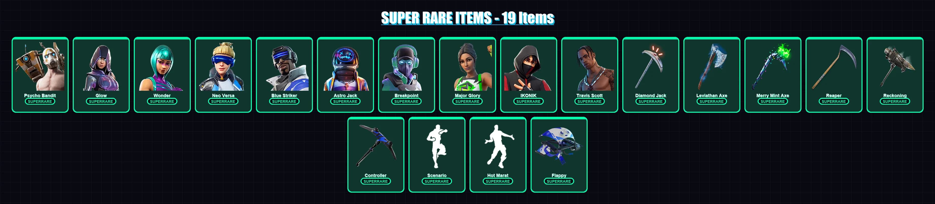 [PC/XBOX/PSN] | Psycho Bandit | Glow | Wonder | Neo Versa | Blue Striker | 235 skin | 175 pickaxe | 159 emote | 114 glider | Lv1762 — main preview