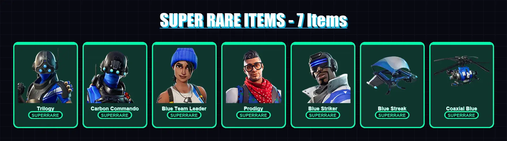 [PS4/PS5/XBOX/PC] | Trilogy | Carbon Commando | Blue Team Leader | Prodigy | Blue Striker | 7 skin | 5 pickaxe | 10 emote | 11 glider | Lv152 — main preview