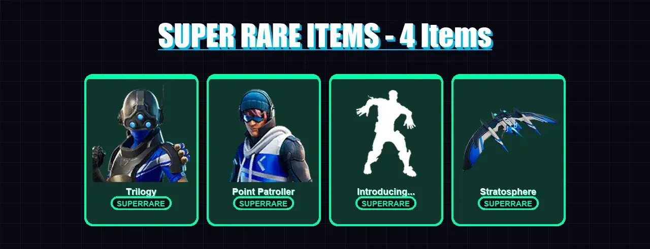 [PS4/PS5/XBOX/PC] | Trilogy | Point Patroller | Ronin | Joey | Kymera | 28 skin | 37 pickaxe | 25 emote | 44 glider | Lv697 — main preview