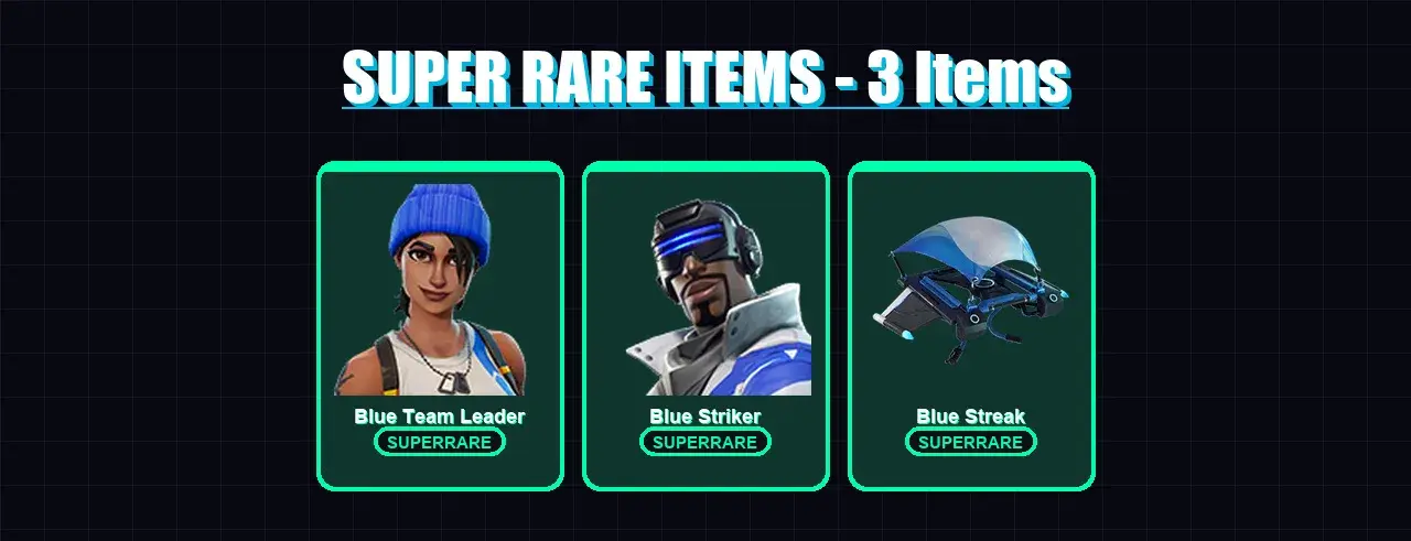 [PS4/PS5/XBOX/PC] | Blue Team Leader | Blue Striker | 2 skin | 1 pickaxe | 2 emote | 2 glider | Lv48 — ana önizleme