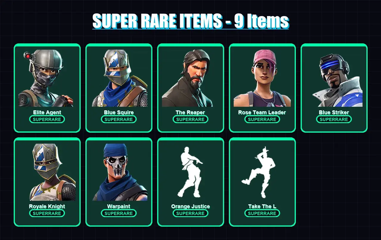[PC/XBOX] | Elite Agent | Blue Squire | The Reaper | Rose Team Leader | Blue Striker | 38 skin | 28 pickaxe | 37 emote | 35 glider | Lv536 — aperçu principal