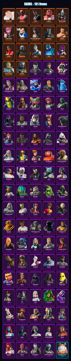 [PS4/PS5/XBOX/PC] | Peter Griffin | Deadpool | Fade | Valeria | Eternal Knight | 131 skin | 163 pickaxe | 126 emote | 135 glider | Lv2369