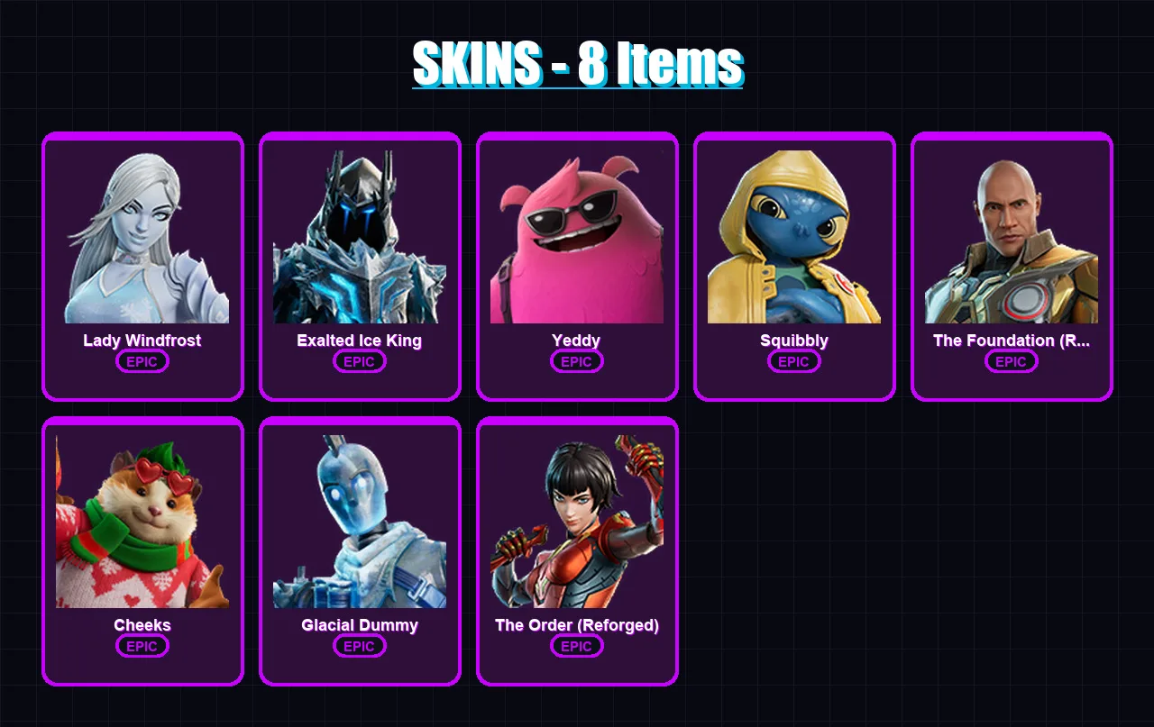 [PS4/PS5/XBOX/PC] | Lady Windfrost | Exalted Ice King | Yeddy | 8 skin | Lv168