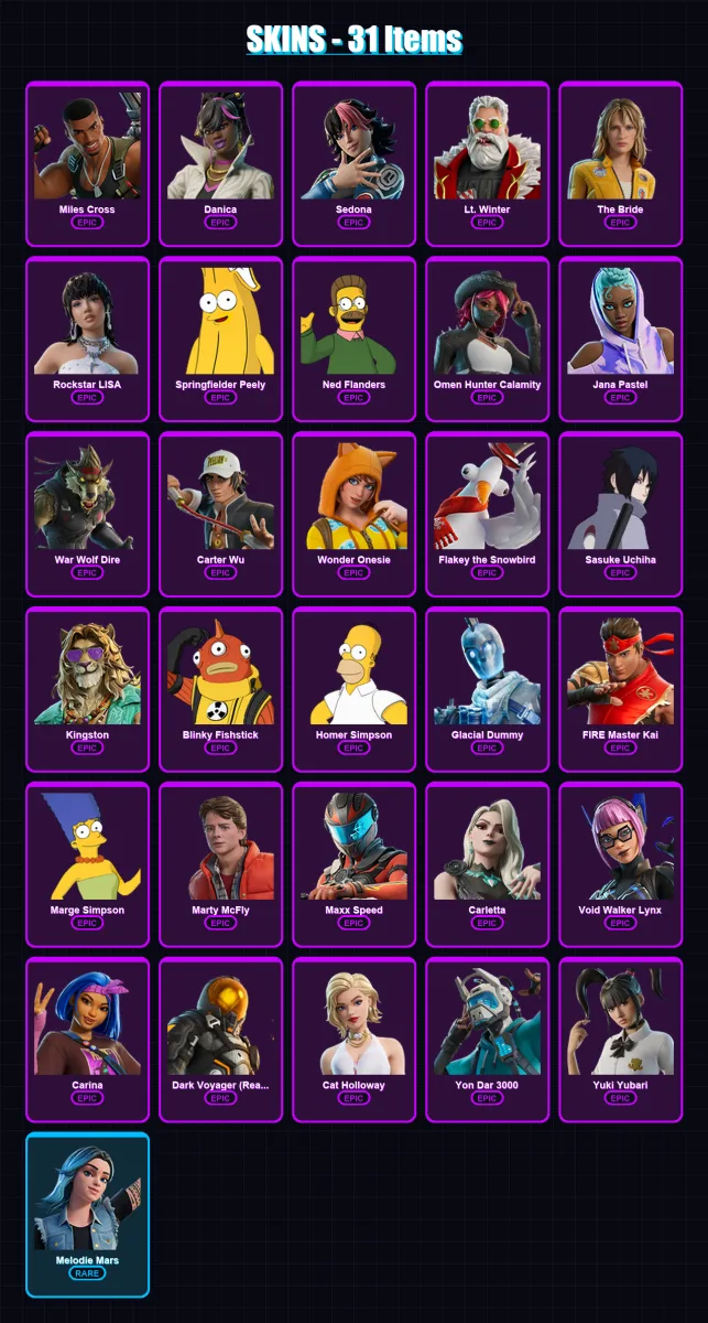 [PC/XBOX/PSN] | Miles Cross | Danica | Sedona | Lt. Winter | The Bride | 31 skin | 41 pickaxe | 30 emote | 21 glider | Lv219 — Fortnite account