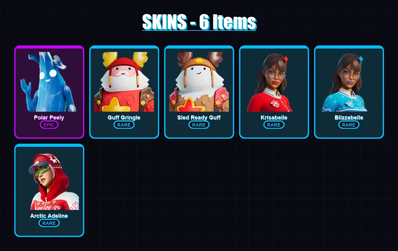 [PC/XBOX/PSN] | Polar Peely | Guff Gringle | Sled Ready Guff | Krisabelle | Blizzabelle | 6 skin | 11 pickaxe | 12 emote | 12 glider | Lv101