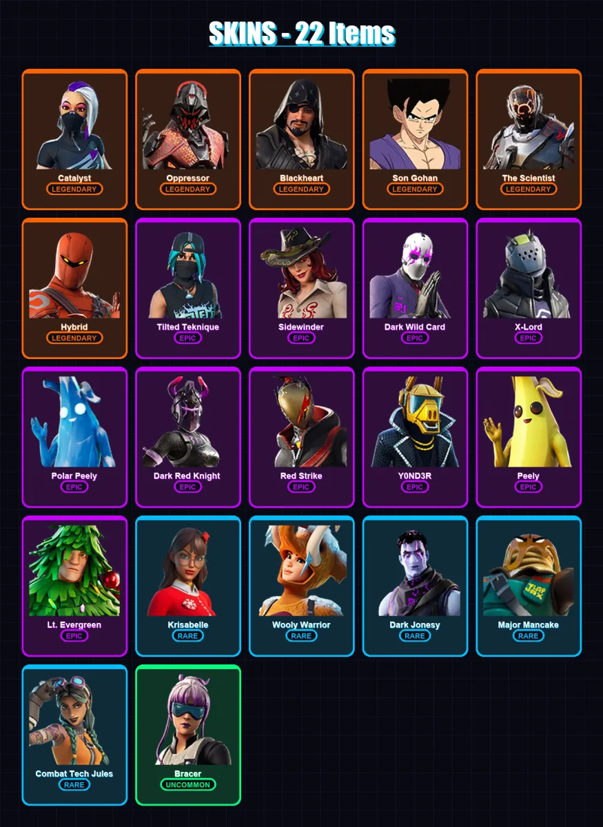 [PC/PSN] | Catalyst | Oppressor | Blackheart | Son Gohan | The Scientist | 22 skin | 24 pickaxe | 26 emote | 27 glider | Lv276 — Fortnite account