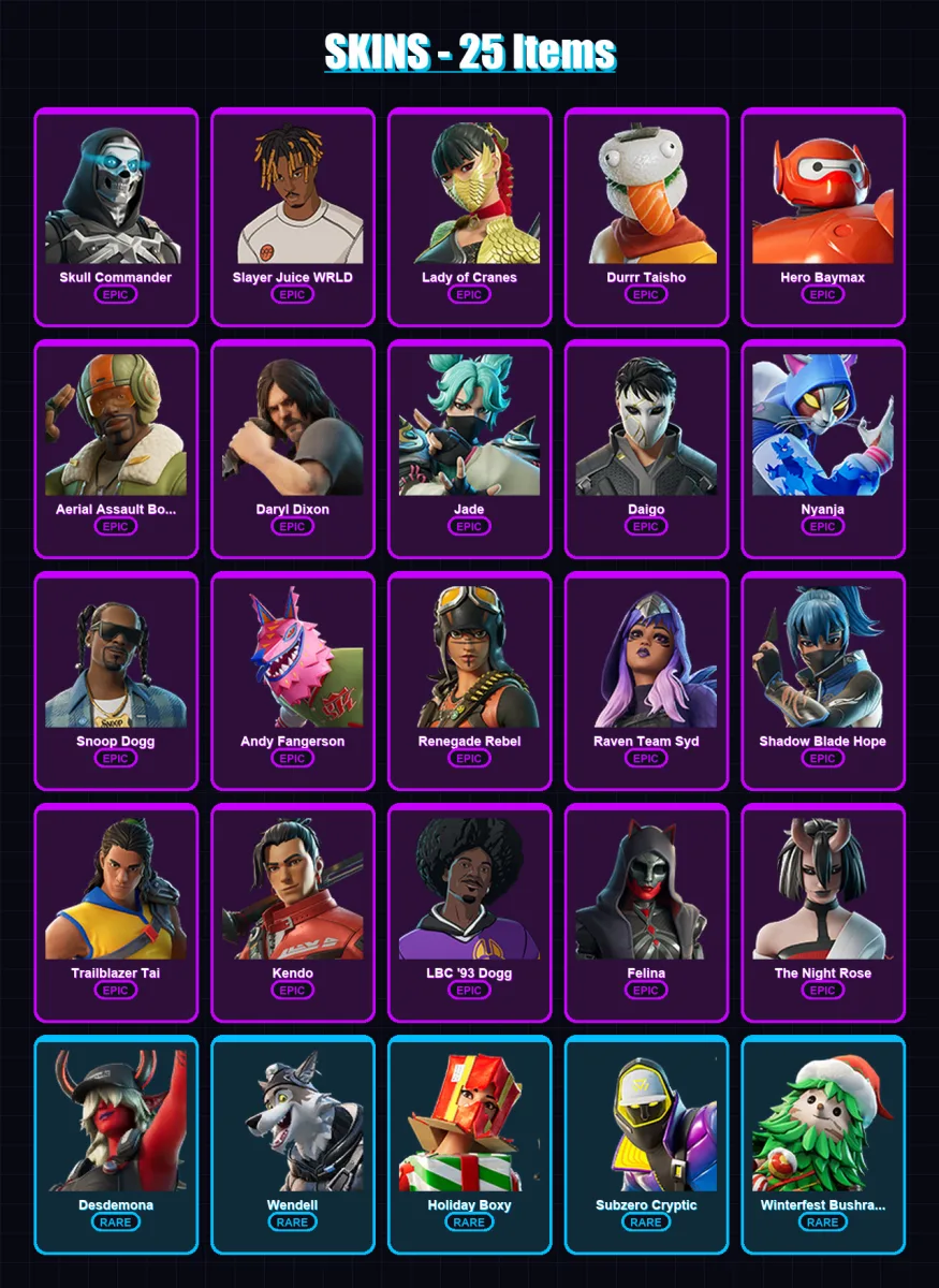 [PC/XBOX/PSN] | Skull Commander | Slayer Juice WRLD | Lady of Cranes | 25 skin | Lv462