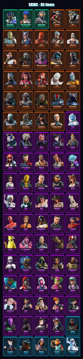 [PS4/PS5/XBOX/PC] | Blue Striker | Blue Team Leader | Rogue Agent | Calamity | Dire | 85 skin | 90 pickaxe | 80 emote | 89 glider | Lv1226