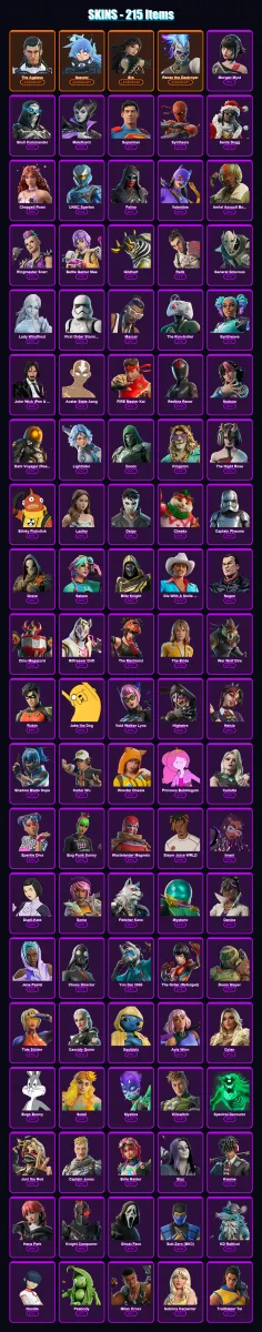 [PS4/PS5/XBOX/PC] | The Ageless | Nezumi | Era | Renzo the Destroyer | Morgan Myst | 215 skin | 261 pickaxe | 189 emote | 160 glider | Lv2366