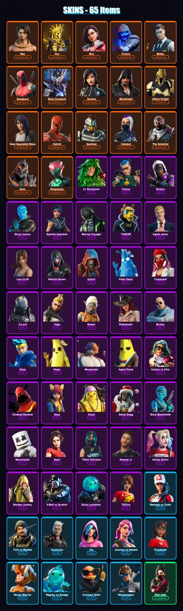 [SWITCH/XBOX/PSN/PC] | Raz | Oro | Rox | Fusion | Midas | 65 skin | 75 pickaxe | 69 emote | 70 glider | Lv1179