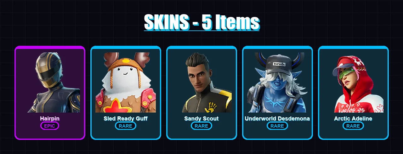 [PS4/PS5/XBOX/PC] | Hairpin | Sled Ready Guff | Sandy Scout | 5 skin | Lv385