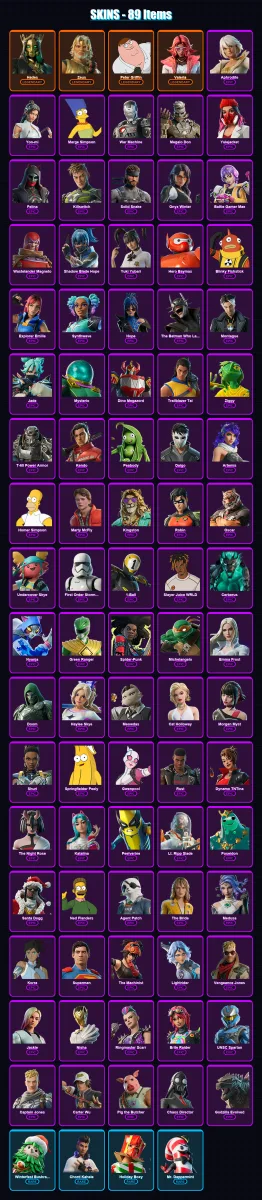 [PC/XBOX/PSN] | Hades | Zeus | Peter Griffin | Valeria | Aphrodite | 89 skin | 138 pickaxe | 93 emote | 85 glider | Lv1261