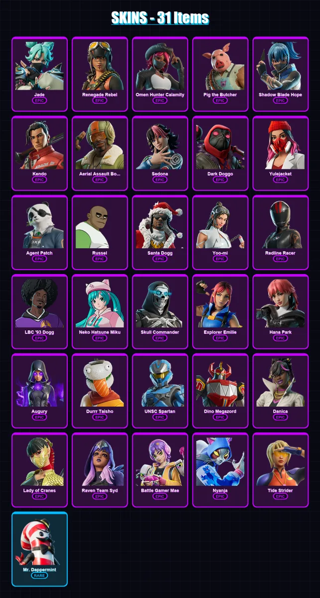 [PC/XBOX/PSN] | Jade | Renegade Rebel | Omen Hunter Calamity | 31 skin | Lv136