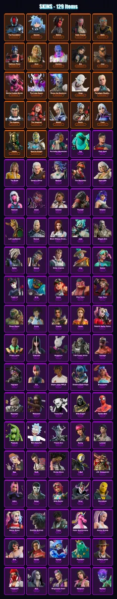 [PC/XBOX] | The Foundation | Nezumi | Malice | Kado Thorne | Malik | 129 skin | 179 pickaxe | 144 emote | 140 glider | Lv2281