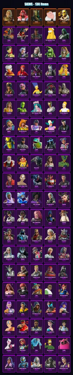 [PC/PSN] | Zeus | Valeria | Hades | Peter Griffin | Raptor | 130 skin | 135 pickaxe | 98 emote | 68 glider | Lv729