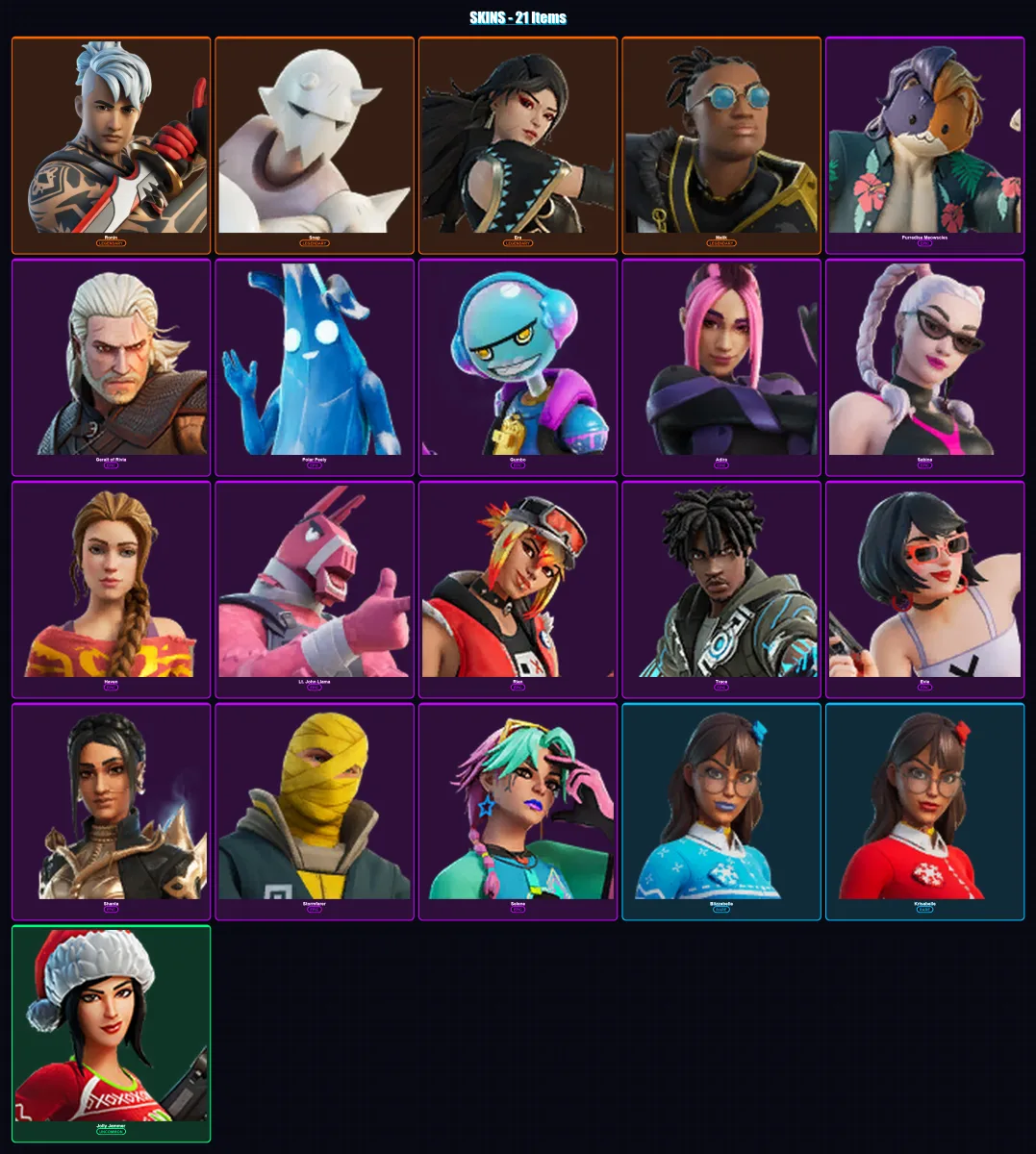 [PC/XBOX] | Ronin | Snap | Era | Malik | Purradise Meowscles | 21 skin | 28 pickaxe | 22 emote | 30 glider | Lv254 — Fortnite account