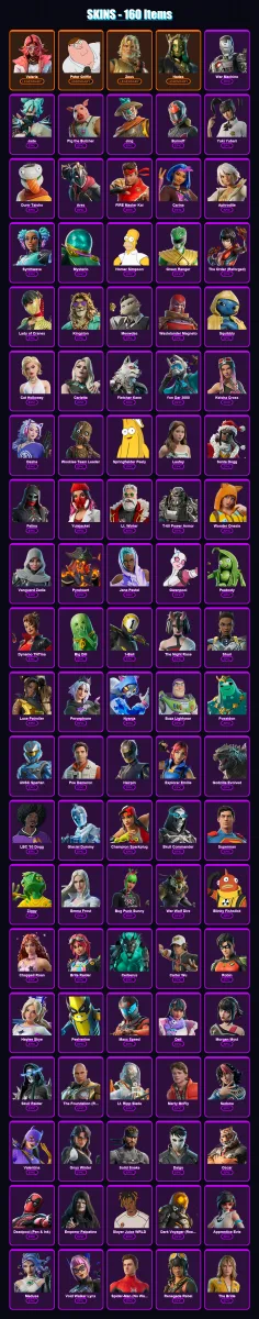[PC/PSN] | Valeria | Peter Griffin | Zeus | Hades | War Machine | 160 skin | 216 pickaxe | 144 emote | 134 glider | Lv3188 — Fortnite account