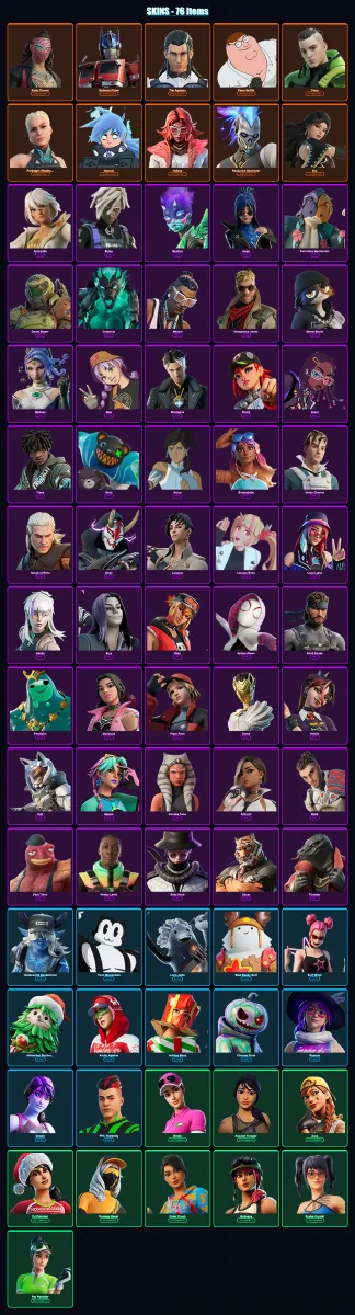 [PC/PSN] | Kado Thorne | Optimus Prime | The Ageless | Peter Griffin | Twyn | 76 skin | 79 pickaxe | 86 emote | 67 glider | Lv1085 — Fortnite account