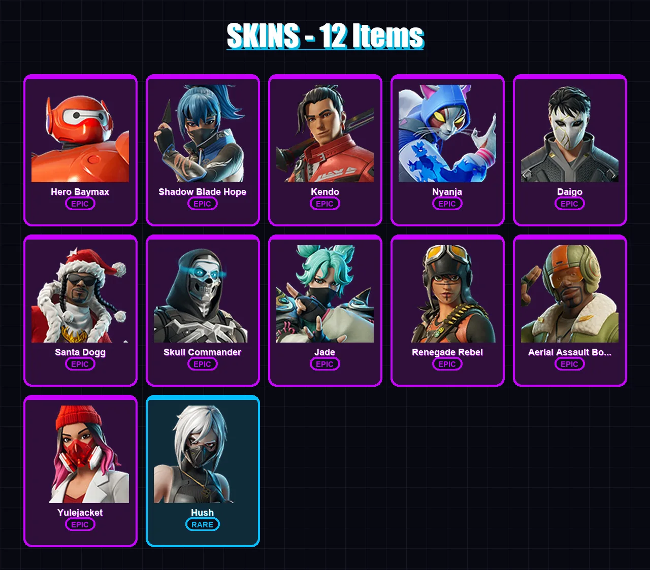 [PC/XBOX/PSN] | Hero Baymax | Shadow Blade Hope | Kendo | Nyanja | Daigo | 12 skin | 17 pickaxe | 14 emote | 14 glider | Lv105 — Fortnite account