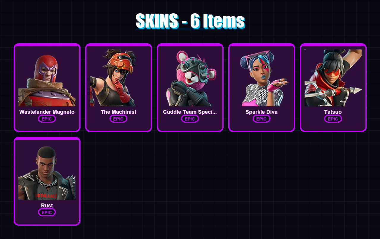 [PS4/PS5/XBOX/PC] | Wastelander Magneto | The Machinist | Cuddle Team Specialist | 6 skin | Lv62