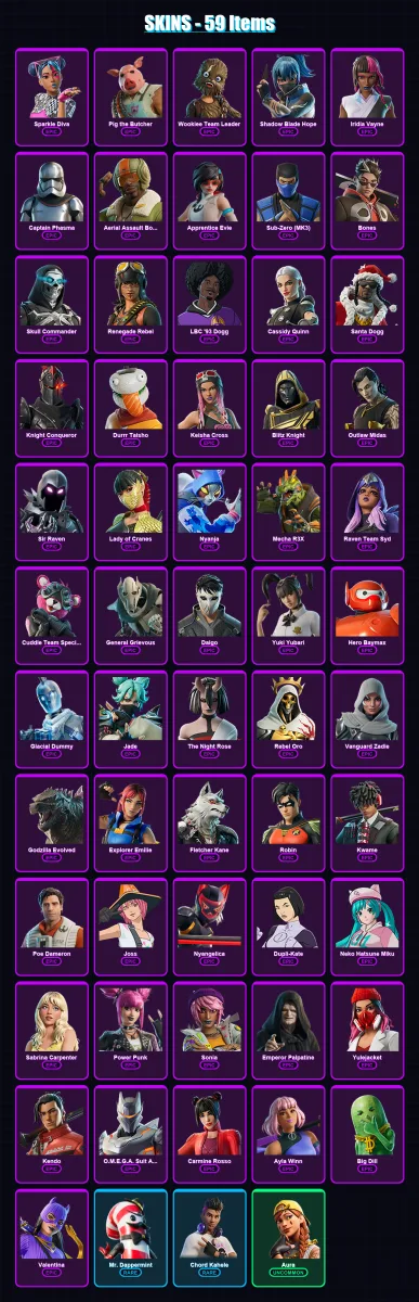 [PS4/PS5/XBOX/PC] | Sparkle Diva | Pig the Butcher | Wookiee Team Leader | 59 skin | Lv1194