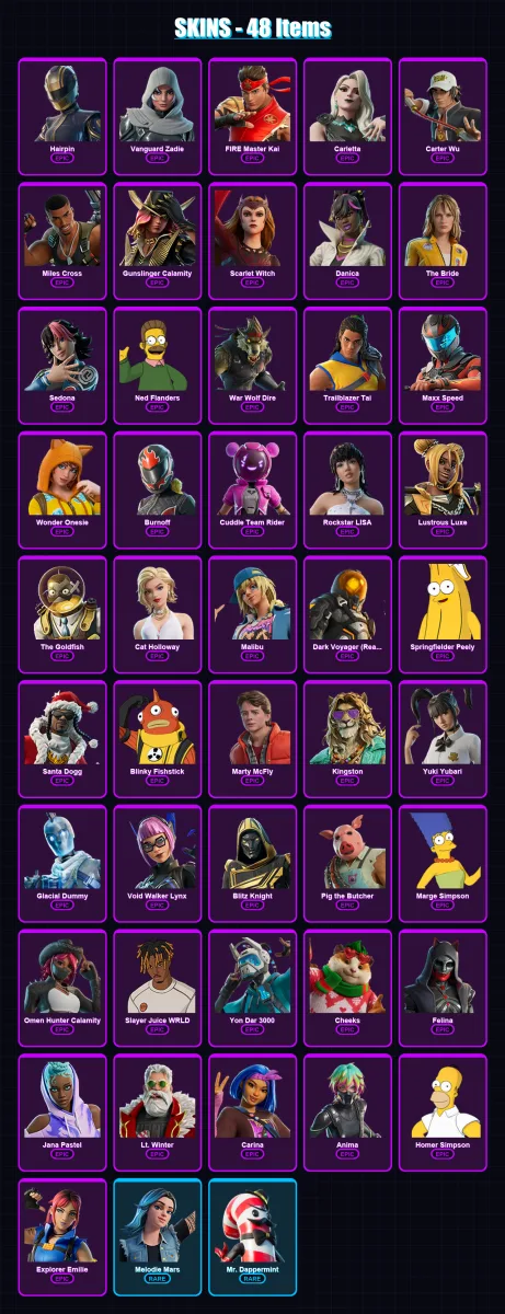 [PS4/PS5/XBOX/PC] | Hairpin | Vanguard Zadie | FIRE Master Kai | Carletta | Carter Wu | 48 skin | 105 pickaxe | 58 emote | 53 glider | Lv1338