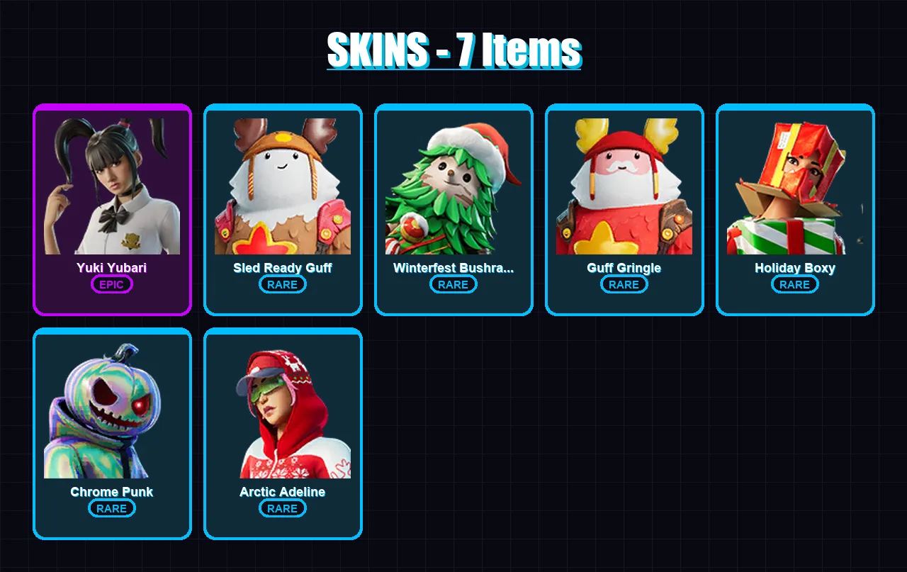 [PC/XBOX/PSN] | Yuki Yubari | Sled Ready Guff | Winterfest Bushranger | 7 skin | Lv537