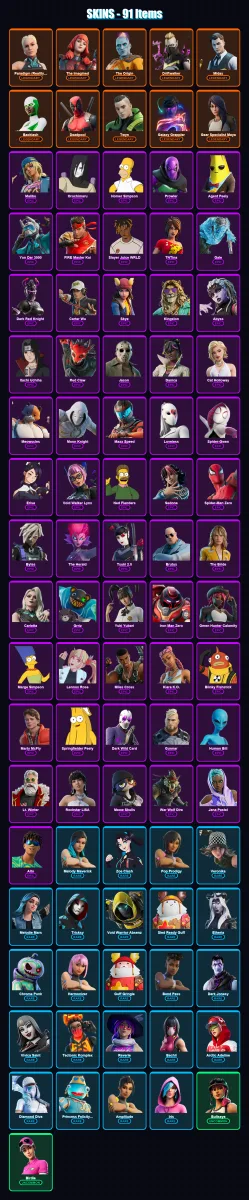 [PC] | Paradigm (Reality-659) | The Imagined | The Origin | Driftwalker | Midas | 91 skin | 93 pickaxe | 70 emote | 58 glider | Lv977