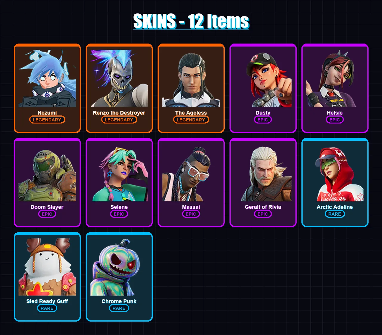 [PC/PSN] | Nezumi | Renzo the Destroyer | The Ageless | Dusty | Helsie | 12 skin | 26 pickaxe | 21 emote | 24 glider | Lv465
