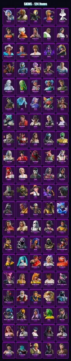 [PC/PSN] | Lightrider | Aerial Assault Bomber | 1-Ball | Tide Strider | Bugs Bunny | 124 skin | 178 pickaxe | 136 emote | 98 glider | Lv2000