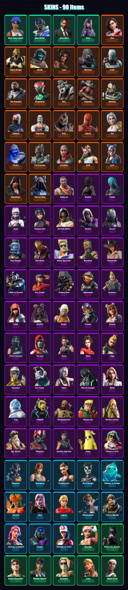 [PC/XBOX/PSN] | Blue Team Leader | Blue Striker | John Wick | Glow | Rox | 90 skin | 59 pickaxe | 104 emote | 54 glider | Lv628
