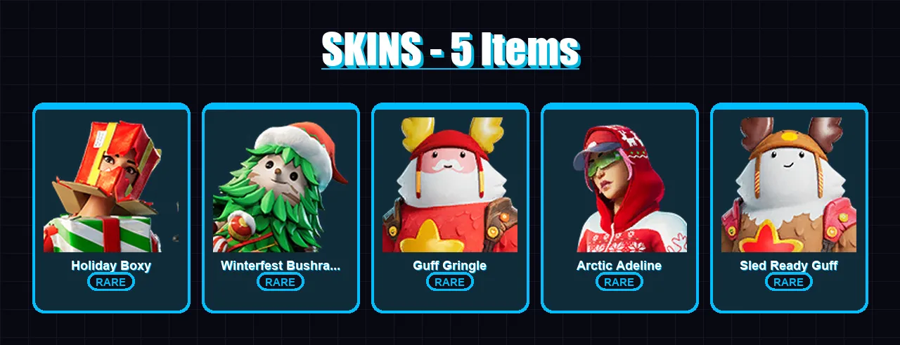 [PC/XBOX/PSN] | Holiday Boxy | Winterfest Bushranger | Guff Gringle | 5 skin | Lv188