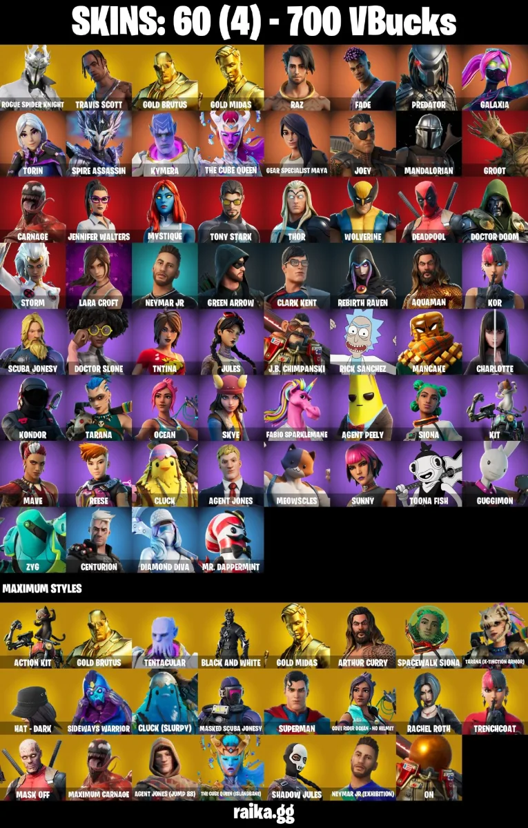60 Skins Travis Scott Rogue Spider Knight — Fortnite account