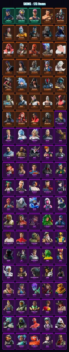 [PC/XBOX/PSN] | Warpaint | Rogue Agent | Rose Team Leader | Menace | Eternal Knight | 173 skin | 176 pickaxe | 164 emote | 153 glider | Lv2472