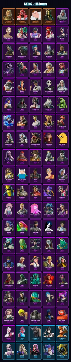[PC/XBOX] | Zeus | Valeria | Peter Griffin | Hades | Vanguard Zadie | 115 skin | 122 pickaxe | 83 emote | 83 glider | Lv947