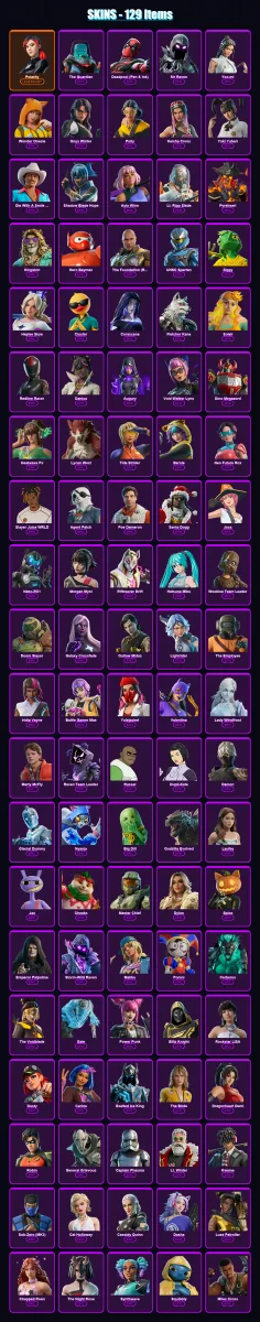[PS4/PS5/PC] | Polarity | The Guardian | Deadpool (Pen & Ink) | Sir Raven | Yoo-mi | 129 skin | 188 pickaxe | 133 emote | 110 glider | Lv1548
