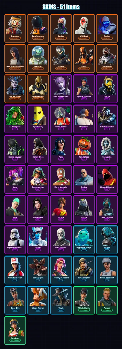 [PS4/PS5/XBOX/PC] | Crackshot | Dark Vanguard | Catalyst | Wild Card | Fusion | 51 skin | 32 pickaxe | 66 emote | 37 glider | Lv574 — Fortnite account