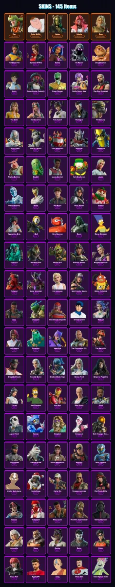 [PC/XBOX/PSN] | Rex | Peter Griffin | Hades | Valeria | Zeus | 145 skin | 176 pickaxe | 153 emote | 112 glider | Lv2349 — Fortnite account