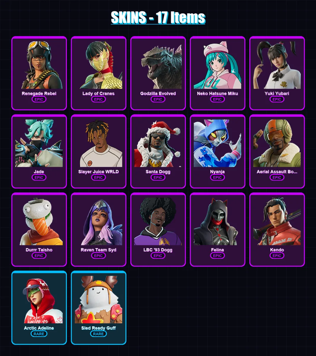 [SWITCH/XBOX/PSN/PC] | Renegade Rebel | Lady of Cranes | Godzilla Evolved | 17 skin | Lv383