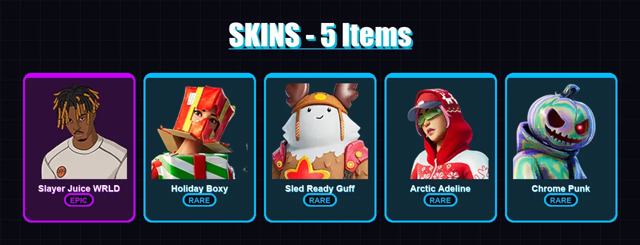 [PS4/PS5/XBOX/PC] | Slayer Juice WRLD | Holiday Boxy | Sled Ready Guff | 5 skin | Lv663