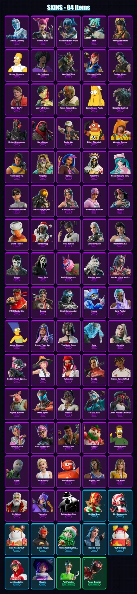 [PC/PSN] | Glacial Dummy | Power Punk | Shadow Blade Hope | Jade | Renegade Rebel | 84 skin | 101 pickaxe | 63 emote | 60 glider | Lv676