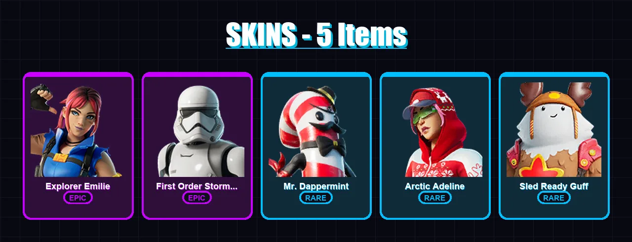 [PC/XBOX/PSN] | Explorer Emilie | First Order Stormtrooper | Mr. Dappermint | 5 skin | Lv24
