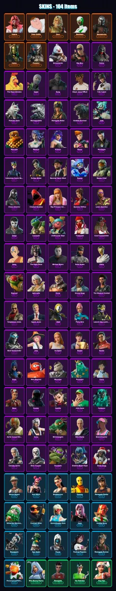 [PC/PSN] | Valeria | Peter Griffin | Zeus | Backlash | Mandalorian | 104 skin | 118 pickaxe | 95 emote | 64 glider | Lv1119 — Fortnite account