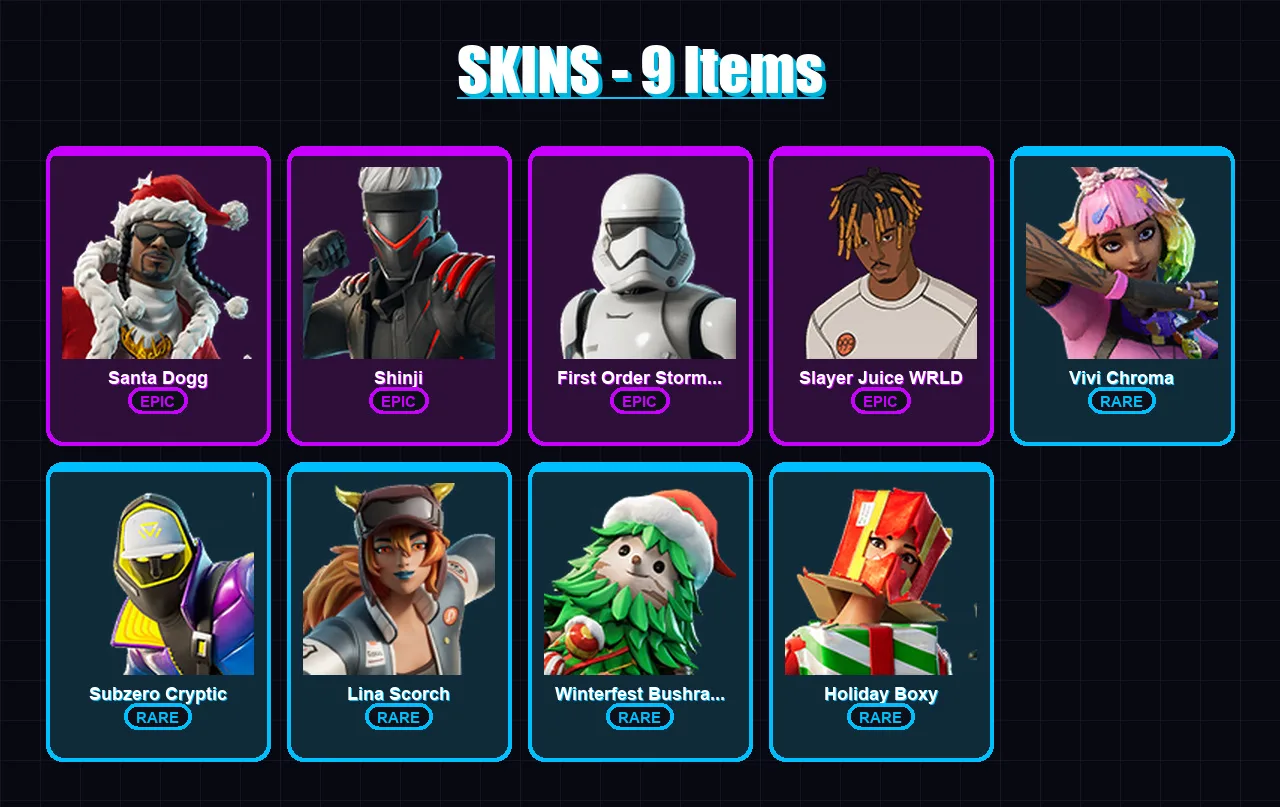 [PS4/PS5/XBOX/PC] | Santa Dogg | Shinji | First Order Stormtrooper | 9 skin | Lv193