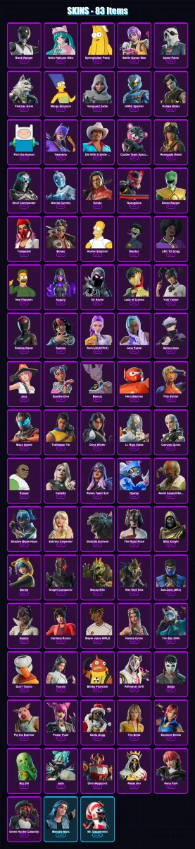 [SWITCH/PSN/PC] | Black Ranger | Neko Hatsune Miku | Springfielder Peely | 83 skin | Lv1385