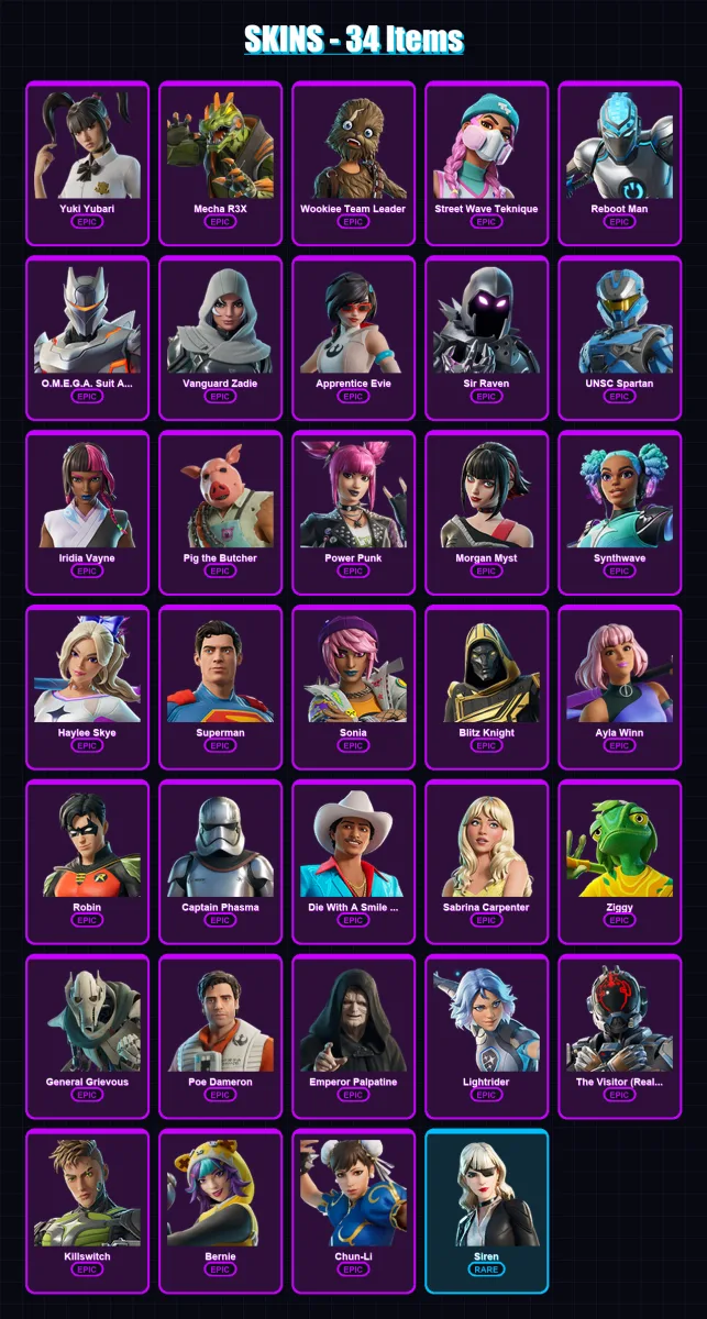 [PC/XBOX/PSN] | Yuki Yubari | Mecha R3X | Wookiee Team Leader | 34 skin | Lv640 — Fortnite account